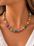 Collar artesanal de resina multicolor | Collar de bolas de colores hecho a mano