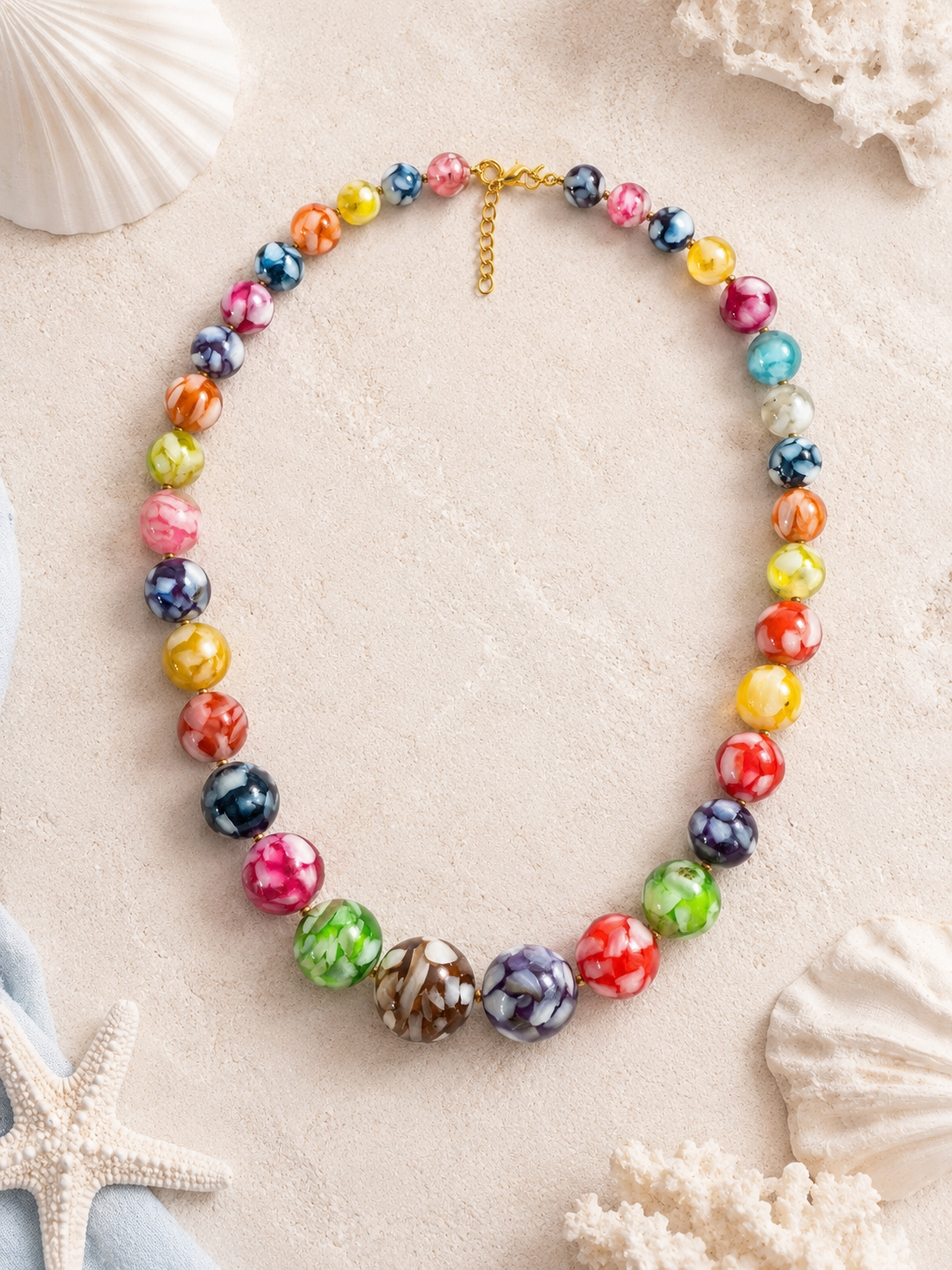 Collar artesanal de resina multicolor | Collar de bolas de colores hecho a mano