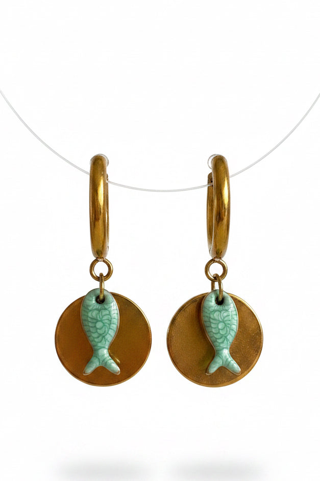 Pendientes peces de mar de acero inoxidable